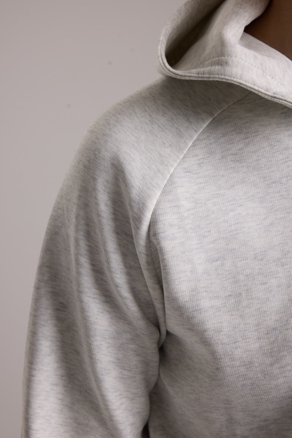 Soft Quarter Zip Hoodie - Light Grey Melange