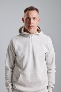 Soft Quarter Zip Hoodie - Light Grey Melange