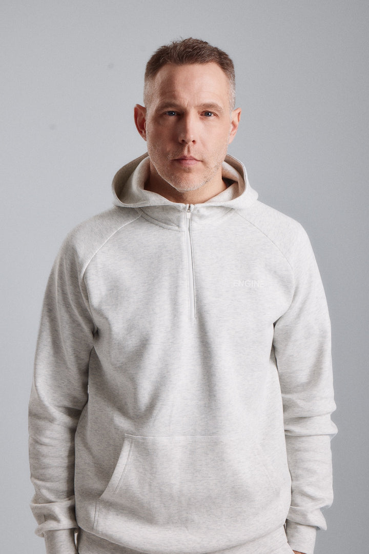 Soft Quarter Zip Hoodie - Light Grey Melange